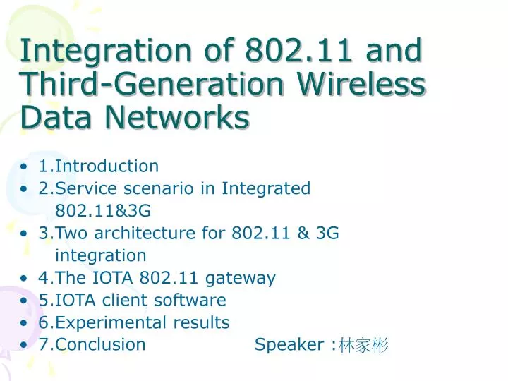integration of 802 11 and third generation wireless data networks