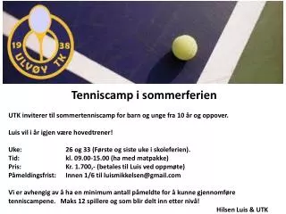Tenniscamp i sommerferien