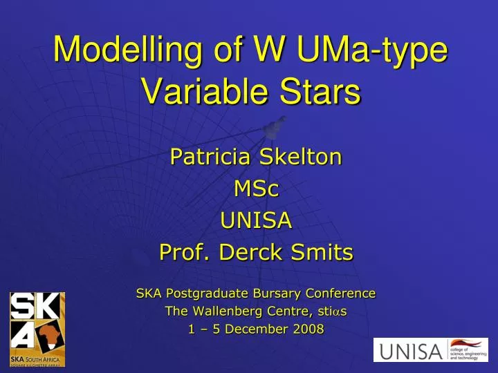 modelling of w uma type variable stars