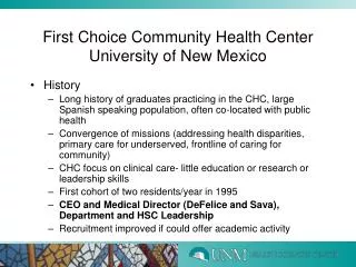 First Choice Community Health Center University of New Mexico