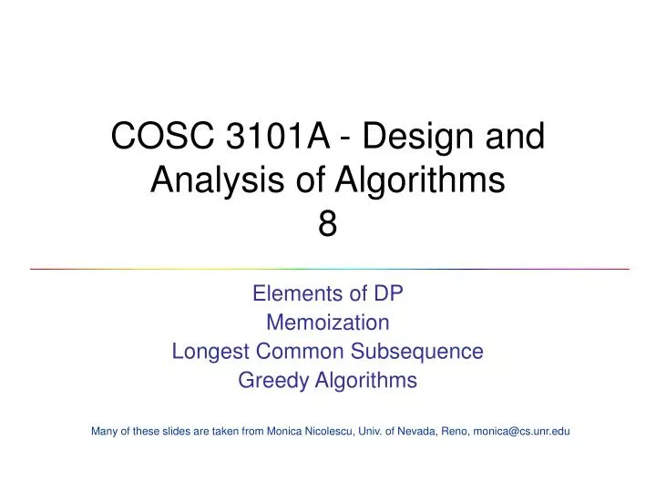 cosc 3101a design and analysis of algorithms 8