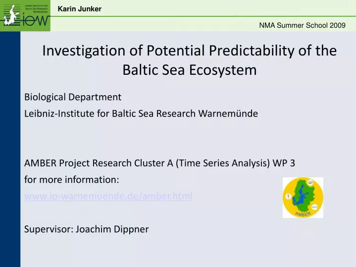 investigation of potential predictability of the baltic sea ecosystem