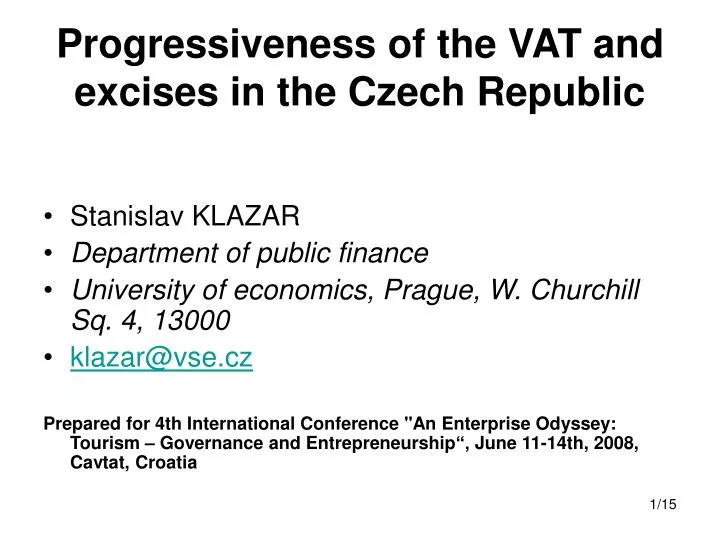 progressiveness of the vat and excises in the czech republic