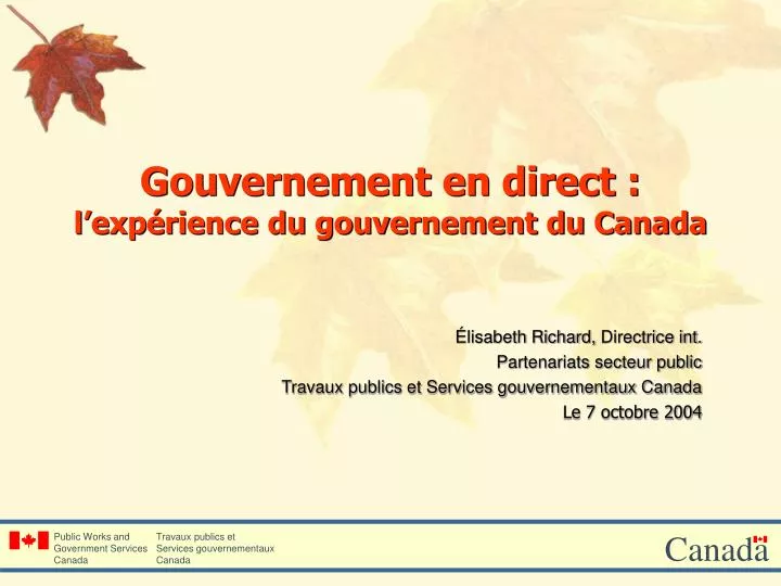 gouvernement en direct l exp rience du gouvernement du canada