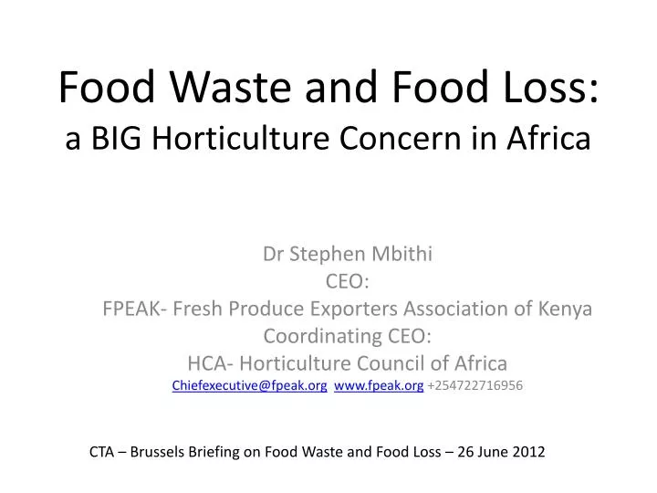 food waste and food loss a big horticulture concern in africa