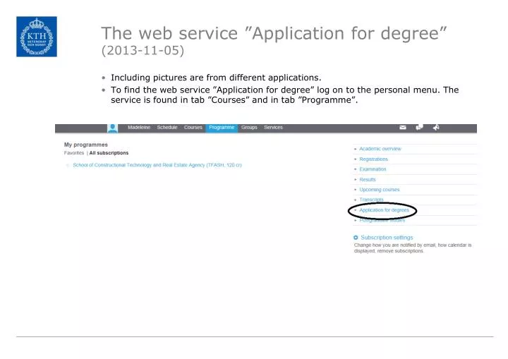 the web service application for degree 2013 11 05
