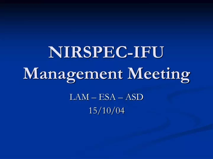 nirspec ifu management meeting