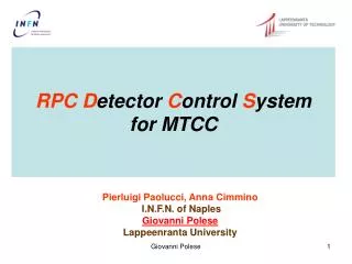 RPC D etector C ontrol S ystem for MTCC