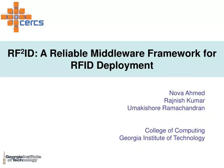 rf 2 id a reliable middleware framework for rfid deployment