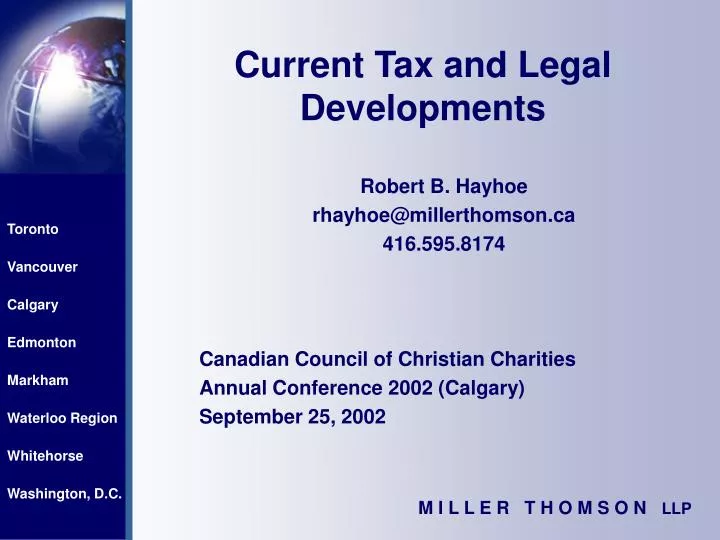 current tax and legal developments
