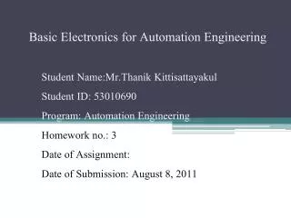 basic electronics for automation engineering