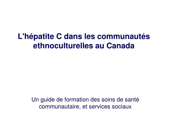 un guide de formation des soins de sant communautaire et services sociaux