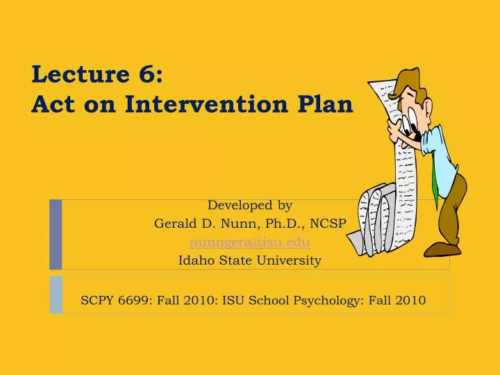 lecture 6 act on intervention plan