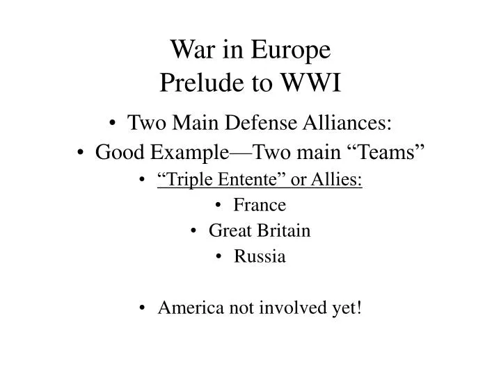 war in europe prelude to wwi