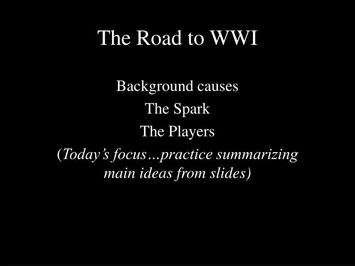 the road to wwi