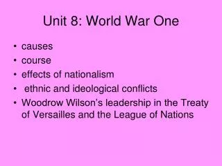 Unit 8: World War One