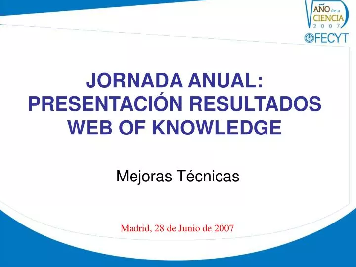jornada anual presentaci n resultados web of knowledge