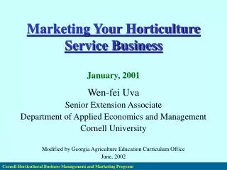 Cornell Horticultural Business Management and Marketing Program