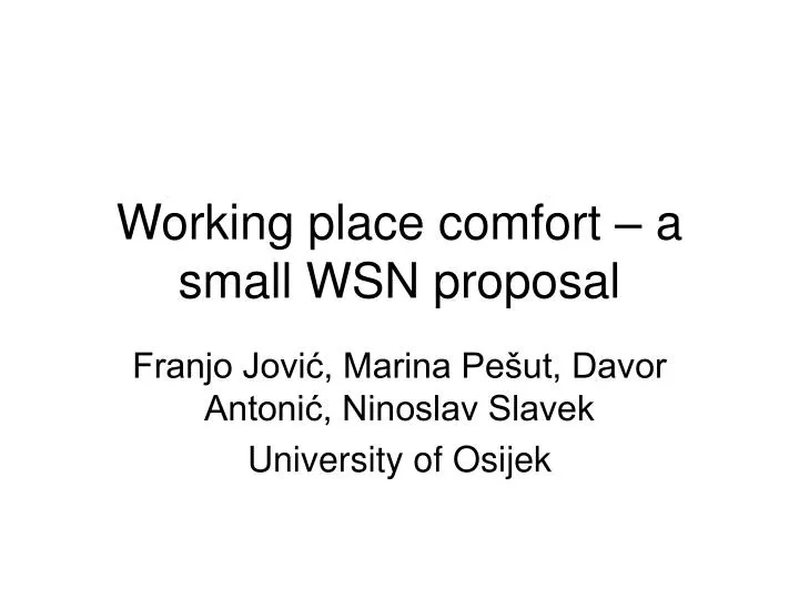 working place comfort a small wsn proposal