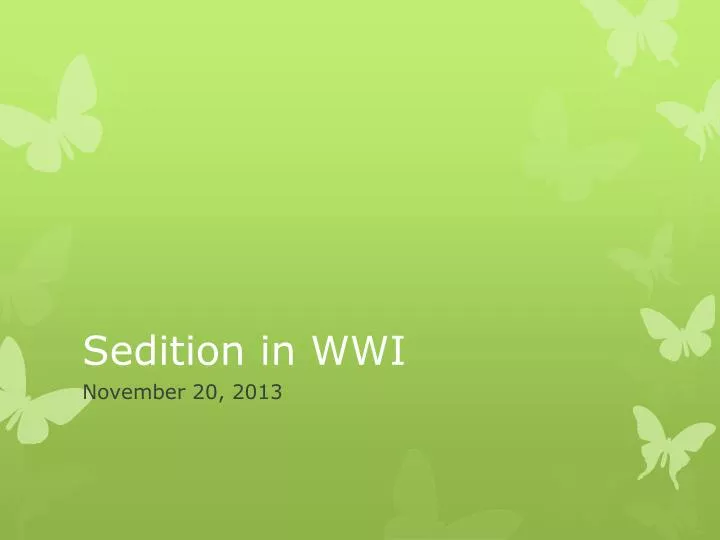 sedition in wwi