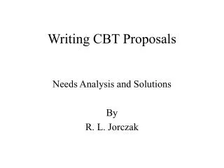 Writing CBT Proposals