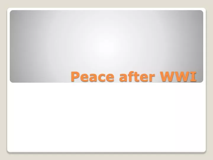 peace after wwi