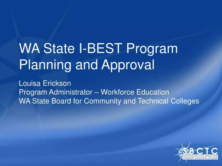 wa state i best program planning and approval