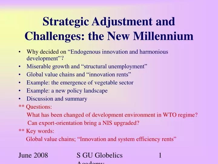 strategic adjustment and challenges the new millennium