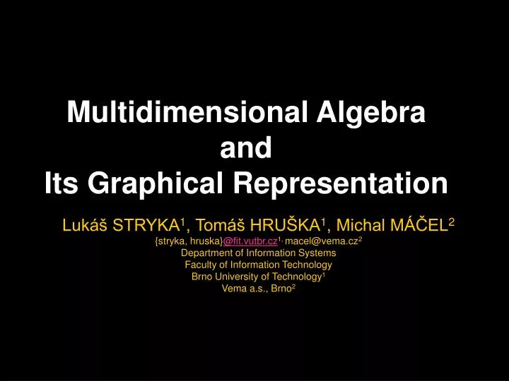 multidimensional algebra and its graphical representation