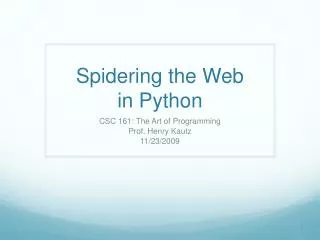 Spidering the Web in Python