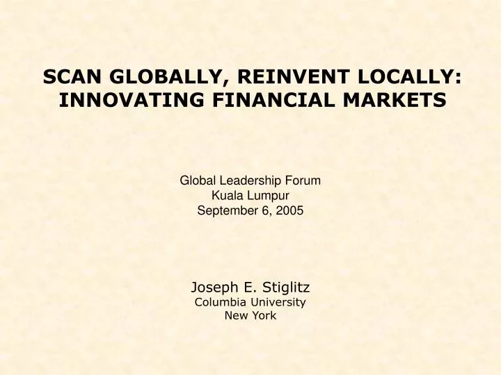 scan globally reinvent locally innovating financial markets