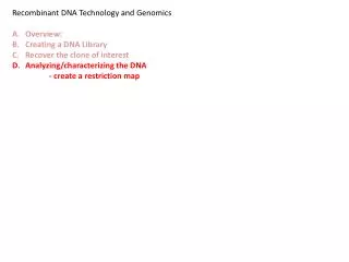 Recombinant DNA Technology and Genomics Overview: Creating a DNA Library