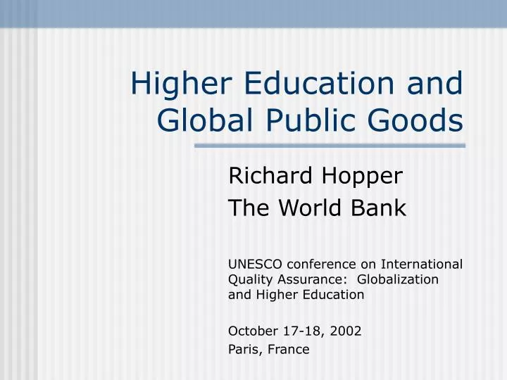 higher education and global public goods