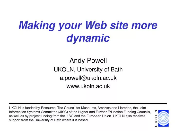 making your web site more dynamic