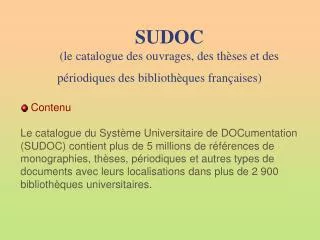 sudoc le catalogue des ouvrages des th ses et des p riodiques des biblioth ques fran aises