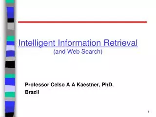 Intelligent Information Retrieval (and Web Search)