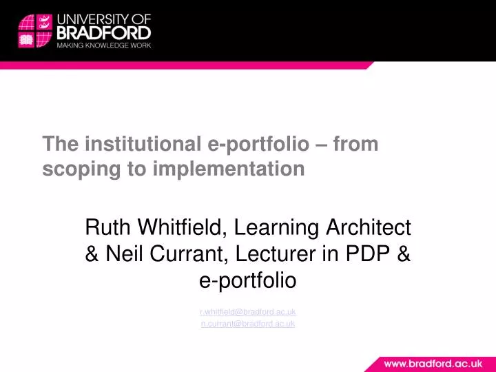 the institutional e portfolio from scoping to implementation