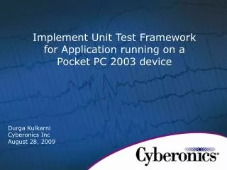Implement Unit Test Framework for Application running on a Pocket PC 2003 device