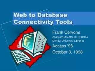 Web to Database Connectivity Tools
