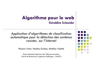 algorithme pour le web g raldine schneider