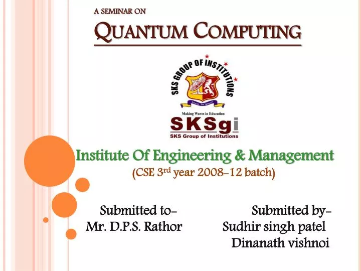 a seminar on quantum computing