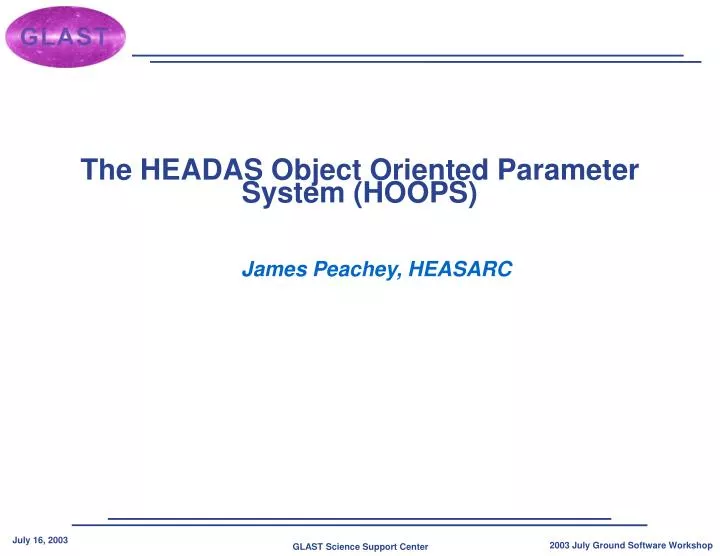the headas object oriented parameter system hoops