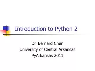 Introduction to Python 2
