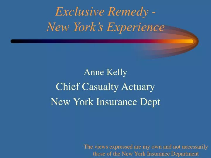 anne kelly chief casualty actuary new york insurance dept