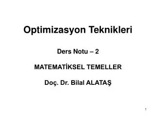 optimizasyon teknikleri