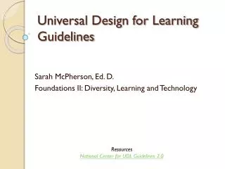 Universal Design for Learning Guidelines
