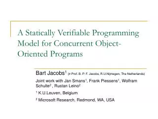 A Statically Verifiable Programming Model for Concurrent Object-Oriented Programs