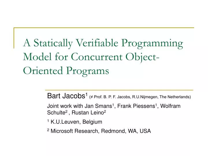 a statically verifiable programming model for concurrent object oriented programs