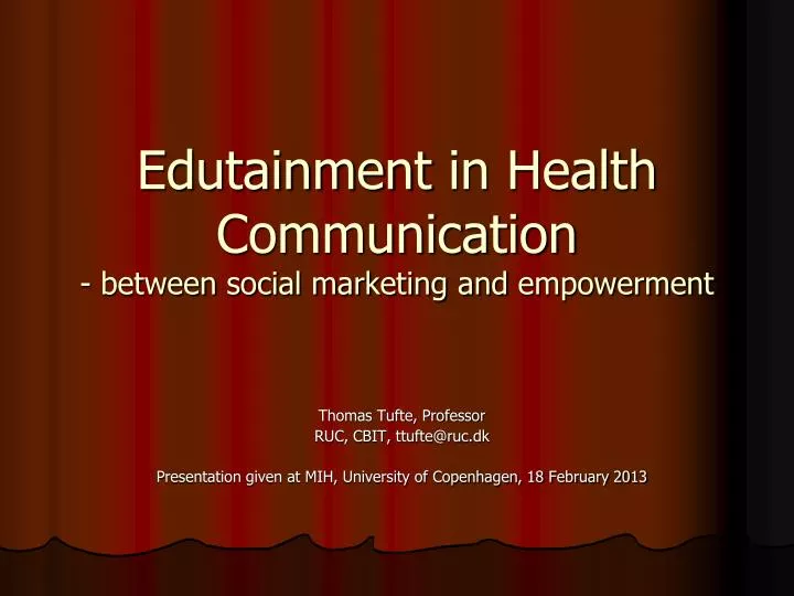 edutainment in health communication between social marketing and empowerment