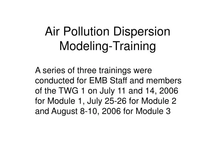 air pollution dispersion modeling training
